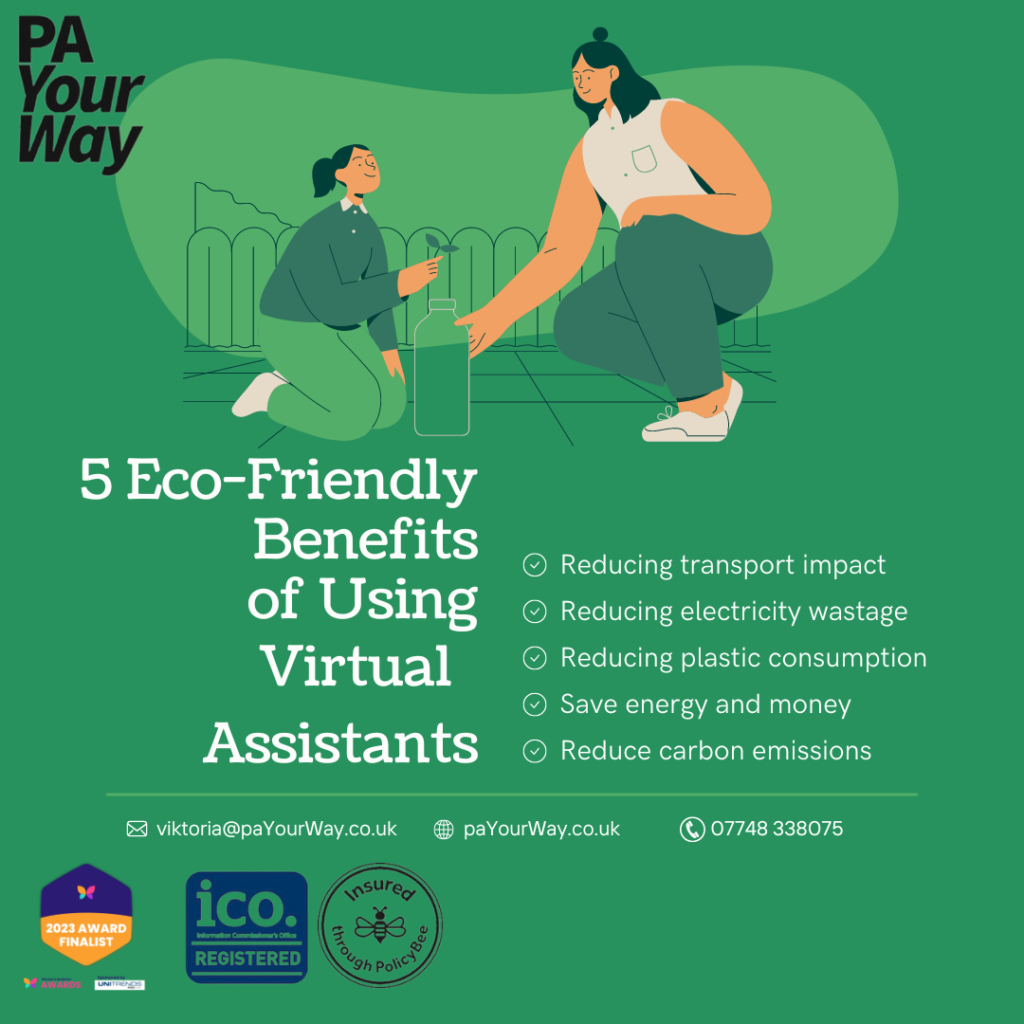 Poster outlining the 5 eco-friendly benefits to using a VA