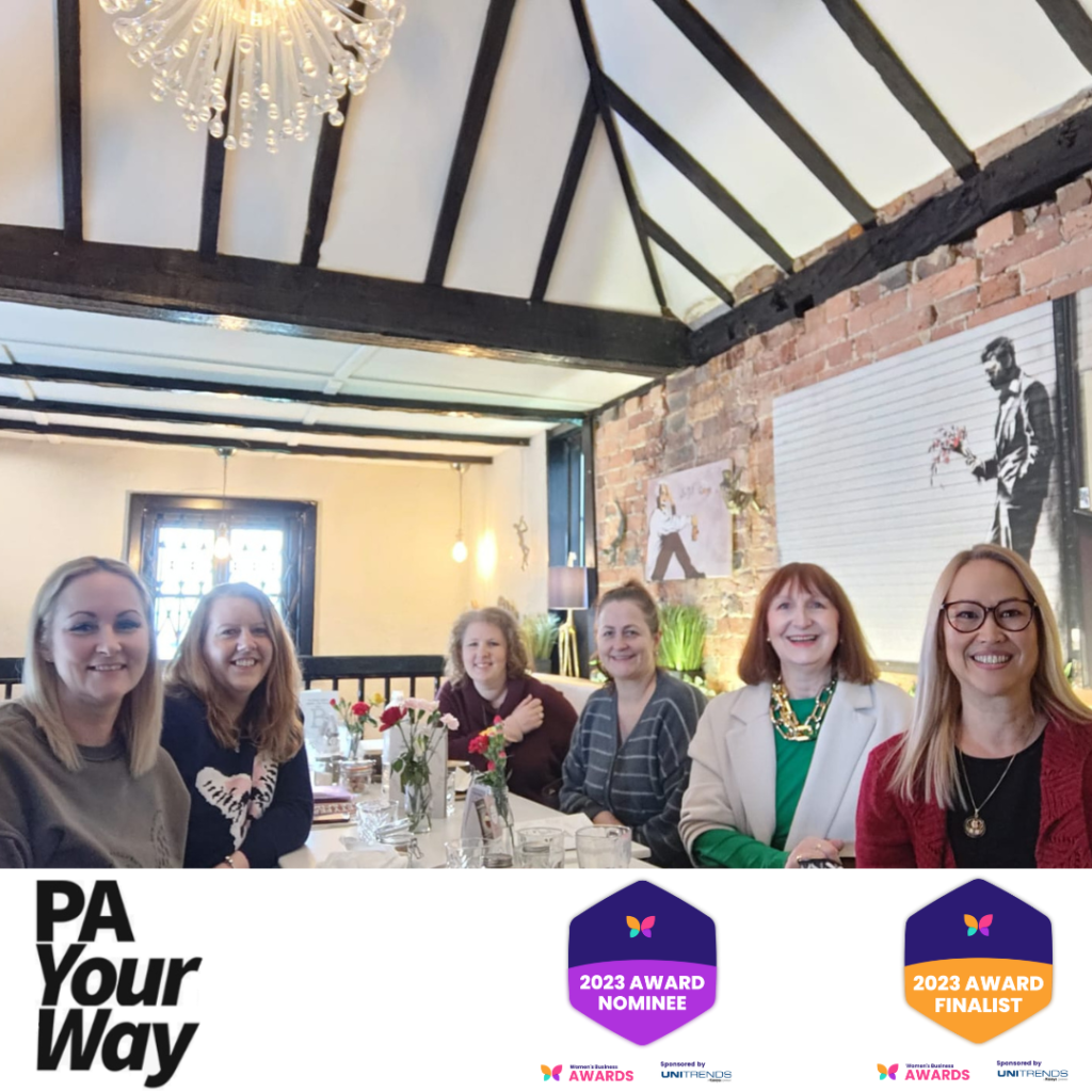 A group of female entrepreneurs meet for Coffee & Co-Working Networking sitting in a local restaurant.